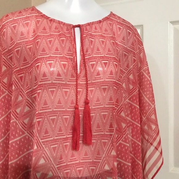 Chicos Sheer Chiffon Coral Top Size L/XL - Picture 2 of 5